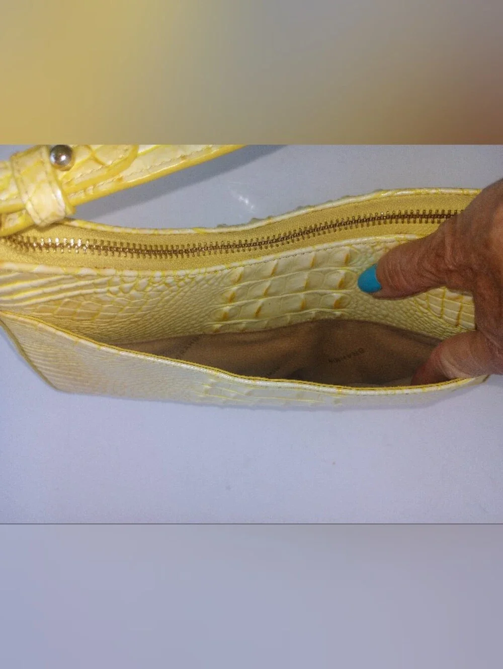 Brahmin Sunshine Yellow Ombre Melbourne Esme Shoulder Bag, Croc Embossed Leather